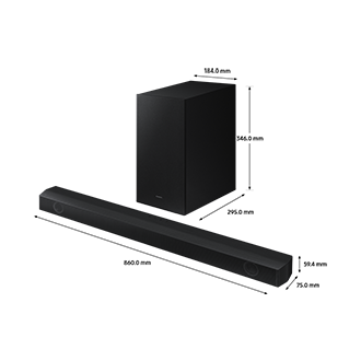 [Dímé~ñsíó~ñ óf S~ámsú~ñg Só~úñdb~ár HW~-B550 (860.0 x 59.4 x 75.0 m~m) wít~h íts~ súbw~óófé~r (184.0 x 346.0 x 295.0 m~m).]