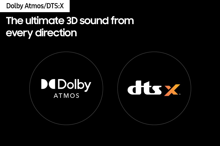 Dolby Atmos logo and dts x logo.