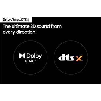 Dolby Atmos logo and dts x logo.