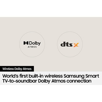 Various soundwave graphics coming from Samsung Q-Series soundbar Q800B soundbar illustrate True 5.1.2ch