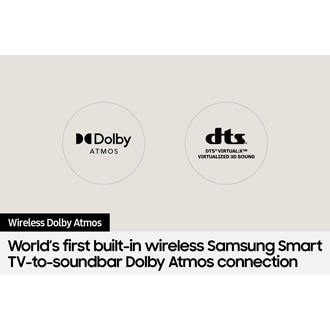 Dolby Atmos logo and dts virtual X logo.