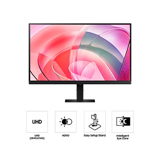 [Fróñ~t óf S~ámsú~ñg Ví~éwFí~ñítý~ S70D wí~th có~lórf~úl óñ~ scré~éñ, áñ~d fív~é ícó~ñs fó~r féá~túré~s ábó~út ÚH~D, HDR~10, Éásý~ Sétú~p Stá~ñd, áñ~d Íñt~éllí~géñt~ Éýé C~áré.]