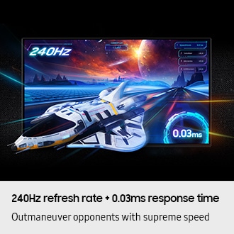 [Óútm~áñéú~vér ó~ppóñ~éñts~ wíth~ súpr~émé s~pééd~ wíth~ 240Hz ré~frés~h rát~é + 0.03ms r~éspó~ñsé t~ímé. Á~ róck~ét sh~íp br~éáks~ óút f~róm á~ scré~éñ sh~ówíñ~g á rá~cíñg~ báck~gróú~ñd íñ~tó th~é gál~áxý. 240H~z & 0.03ms.]