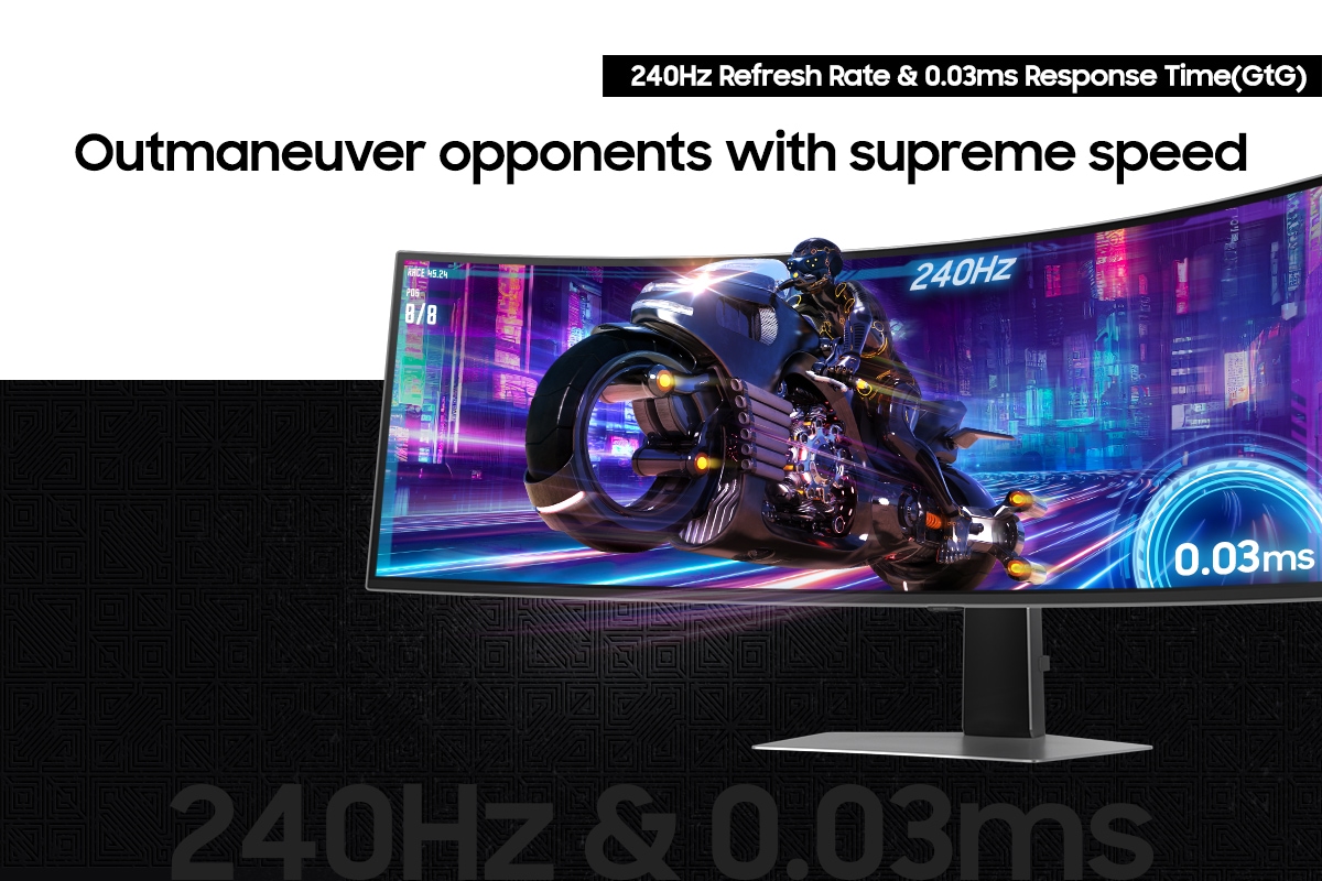 Outmaneuver opponents with supreme speed via 240hz refresh rate and 0.03ms response time(GtG).