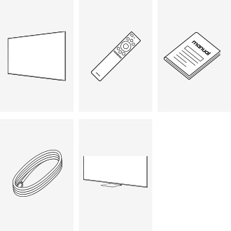 Samsung 2026 Micro RGB R85H box contains TV, Remote Control, Power Cable, User manual, and Stand.