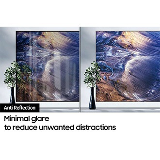 Neo QLED TV QN90C with Anti Reflection screen displays clear image.