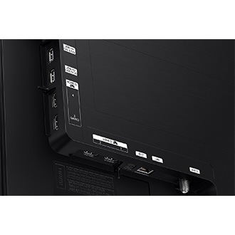 Samsung 2025 OLED S90F has USB, HDMI, LAN, antenna ports and etc. on the side and the bottom. 