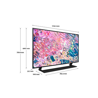 Dimension of Samsung QLED TV(1118.3 x 709.4 x 199.1 mm) Q60B with black center stand