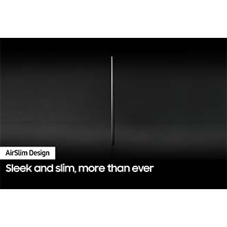 Profile view of QLED TV Q60D shows ultra slim design of QLED TV AirSlim