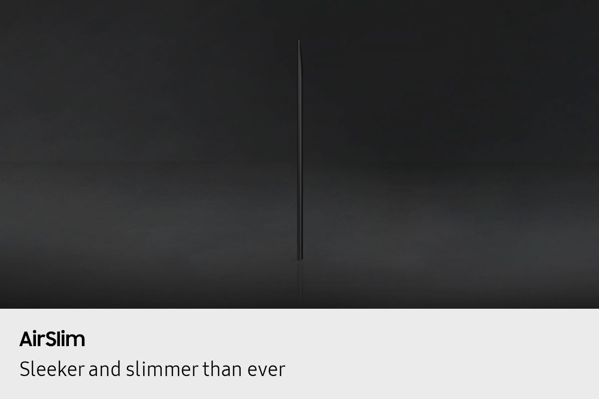 Profile view of QLED TV is on display to shows its ultra slim design.