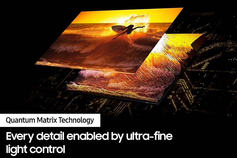 Neo QLED TV QN90D with Quantum Matrix Technology discovers great detail in in both the darkest and brightest scenes