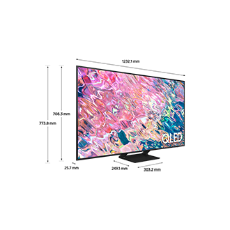 Dimension of Samsung QLED TV(1232.1 x 773.8 x 249.1 mm) Q60B with black center stand
