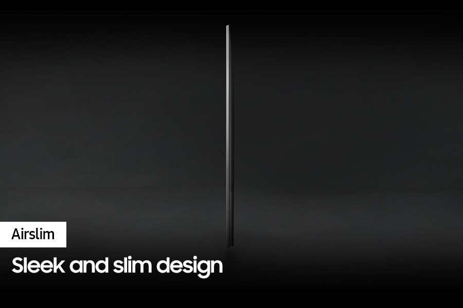 Profile view of QLED TV Q60C shows ultra slim design of QLED TV AirSlim
