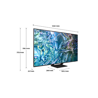 Dimension of Samsung QLED TV (1232.1 x 773.8 x 249.1 mm) Q61D with black simple plus wide stand