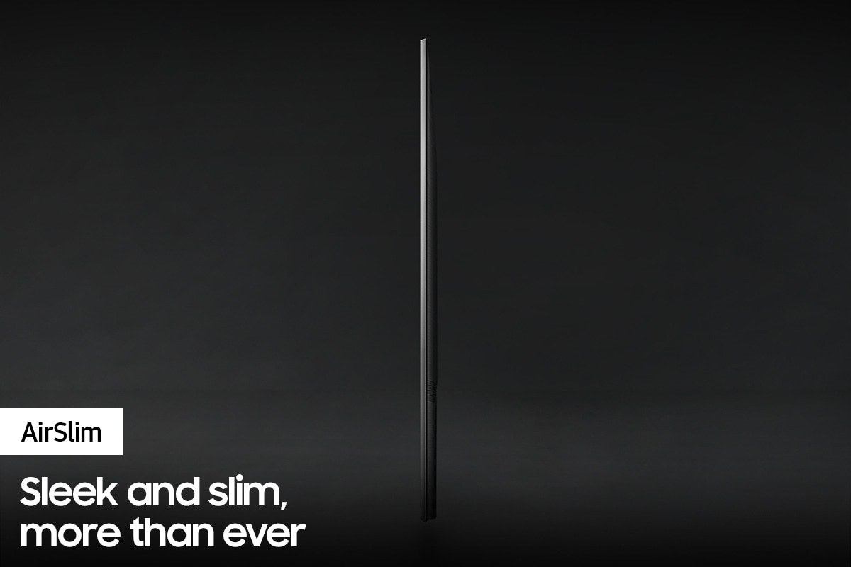 Profile view of QLED TV Q60B shows ultra slim design of QLED TV AirSlim