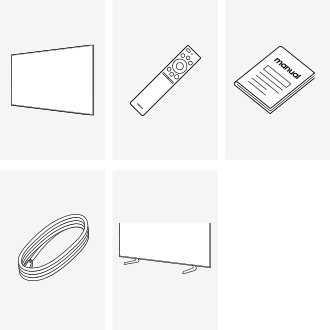 Samsung 2026 OLED S95H box contains Remote Control, User manual, Power Cable, and Stand.