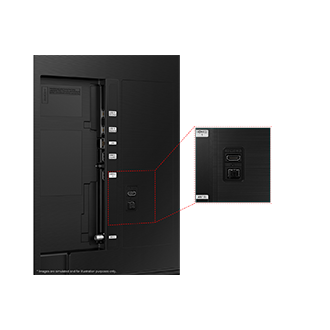 Samsung 2024 QLED Q62D has USB, HDMI, LAN, atenna ports and etc. on  the side.