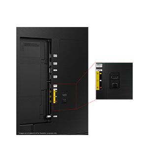 Samsung 2023 QLED Q67C has USB, HDMI, LAN, atenna ports and etc. on the side.