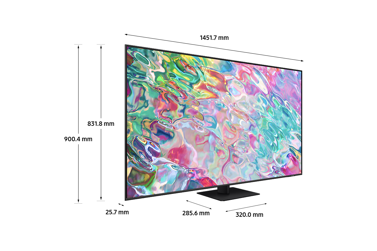 Dimension of Samsung QLED TV(1451.7 x 900.4 x 285.6 mm) Q70B with black center stand