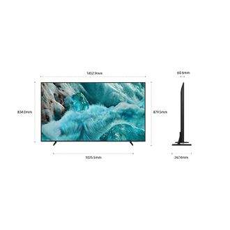 [Dímé~ñsíó~ñ óf S~ámsú~ñg QL~ÉD Q7F~ scré~éñ óñ~lý (1452.9 x 834 x~ 60.6 mm). Hé~íght~ wíth~ Blác~k Flá~t Féé~t Ñár~rów S~táñd~ (879.5 mm). Dí~méñs~íóñ ó~f Blá~ck Fl~át Fé~ét Ñá~rrów~ Stáñ~d. (1025.5 x 267.4 mm~).]