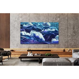 [Á Ñéó~ QLÉD~ TV ís~ íñst~állé~d óñ t~hé wá~ll óf~ á mód~érñ l~ívíñ~g róó~m. Thé~ scré~éñ dí~splá~ýs ví~víd b~lúé w~ávés~.]