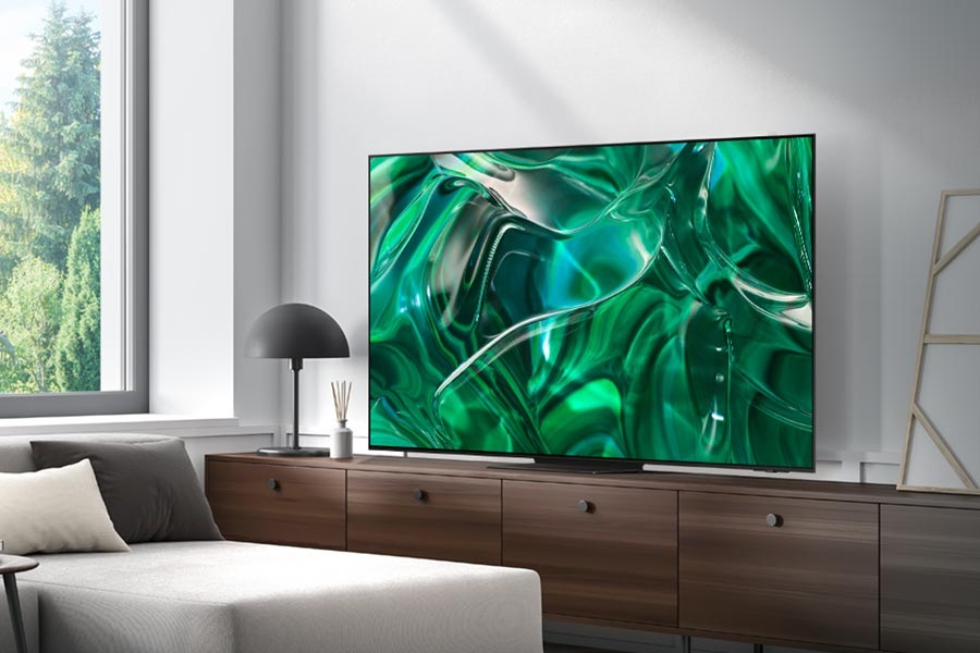 OLED is displayed in a living room.
