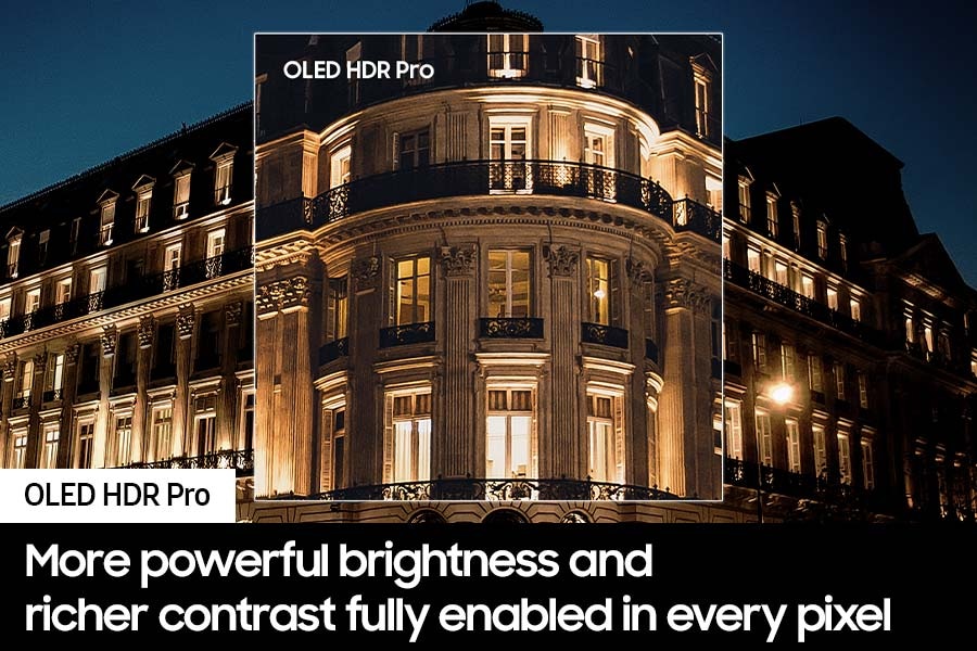 "OLED HDR Pro" technology reveals bright highlights and hidden details that make intricate designs of a building come to life.