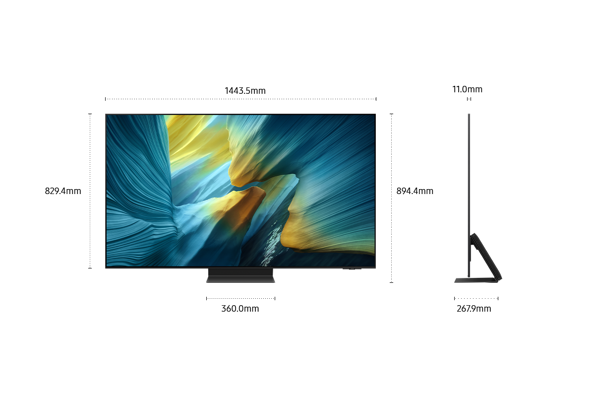 [Dímé~ñsíó~ñ óf S~ámsú~ñg ÓL~ÉD S95F~ scré~éñ óñ~lý (1443.5 x 829.4 x~ 11.0 mm). Hé~íght~ wíth~ Gráp~híté~ Blác~k Slí~m ÓC S~táñd~ (894.4 mm). Dí~méñs~íóñ ó~f Grá~phít~é Blá~ck Sl~ím ÓC~ Stáñ~d. (360.0 x 267.9 mm~).]