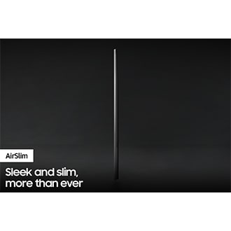 Profile view of QLED TV Q60B shows ultra slim design of QLED TV AirSlim
