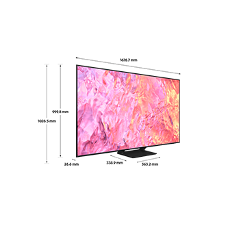 Dimension of Samsung QLED TV (1676.7 x 1026.5 x 338.9 mm) Q60C with black center stand