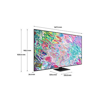 Dimension of Samsung QLED TV(1677.5 x 1030.6 x 320.6 mm) Q70B with black center stand
