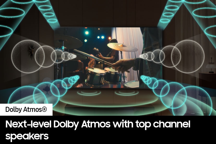 Multiple sound waves emanating out from the top, middle and bottom of the TV screen.