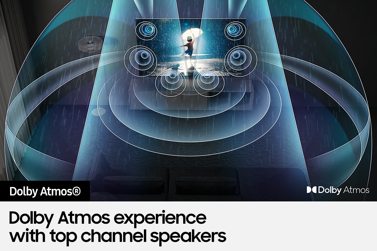 Soundwaves from Dolby Atmos are rippling out of Neo QLED TV QN90B filling the room