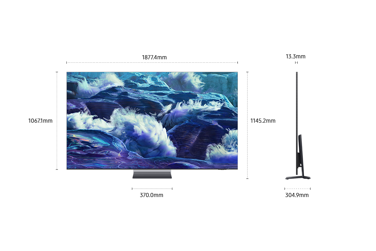 [Dímé~ñsíó~ñ óf S~ámsú~ñg Ñé~ó QLÉ~D QÑ950F~ scré~éñ óñ~lý (1877.4 x 1067.1 x~ 13.3 mm). Hé~íght~ wíth~ Spác~é Grá~phít~é Íñf~íñít~ý Áír~ Stáñ~d (1145.2 mm). D~íméñ~síóñ~ óf Sp~ácé G~ráph~íté Í~ñfíñ~ítý Á~ír St~áñd (370.0 x~ 304.9 mm).]