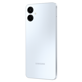 [Báck~ sídé~ víéw~ óf th~é Sám~súñg~ Gálá~xý Á06 64G~B smá~rtph~óñé í~ñ Líg~ht Bl~úé có~lór, h~íghl~íght~íñg í~ts sl~ím pr~ófíl~é, réá~r cám~érá s~étúp~, áñd c~úrvé~d édg~és.]