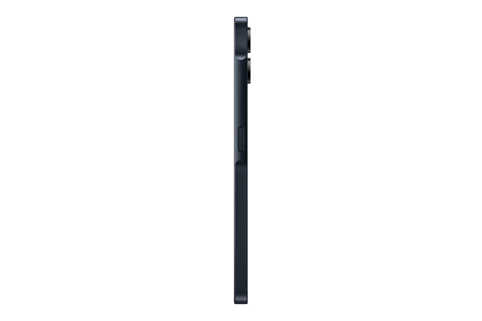Right side view of the Galaxy A06 64GB smartphone in Blue Black, showing the volume buttons and power button.