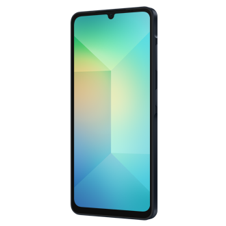 Galaxy A06 64GB (Blue Black) side view displaying the sleek profile and button placement.