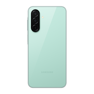 A back view of a mint Samsung Galaxy A26 5G smartphone.