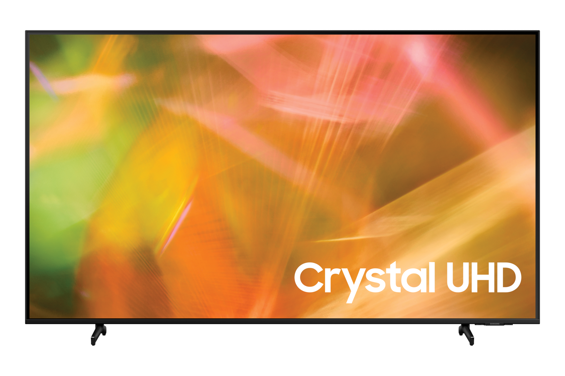 Compare AU7000 vs AU8000, a smart TV with 4K UHD Resolution and a new sleek design with AirSlim. Experience Cinematic surround sound with  Q-Symphony. The front of a Black AU8000