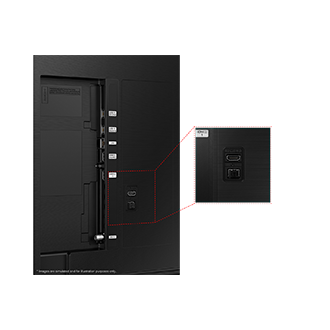 Samsung 2023 Crystal UHD CU8100 has USB, HDMI, LAN, atenna ports and etc. on the side.