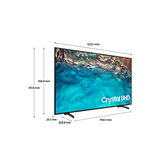 Dimension of Samsung Crystal UHD TV(1232.1 x 747.8 x 228.8 mm) BU8000 with black feet stand