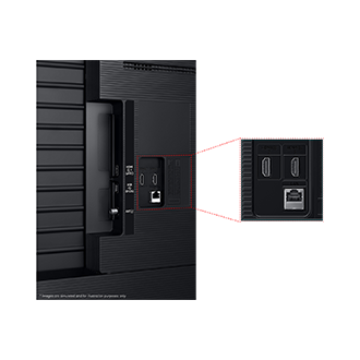 Samsung 2025 UHD U8020F has USB, HDMI, LAN, antenna ports and etc. on the side.