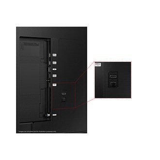 Samsung 2022 CUHD BU8000 has USB, HDMI, LAN, antenna ports and etc. on the side and on the rear.