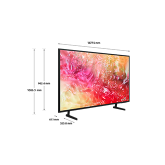 Dimension of SamsungUHD TV DU7000 with black feet stand