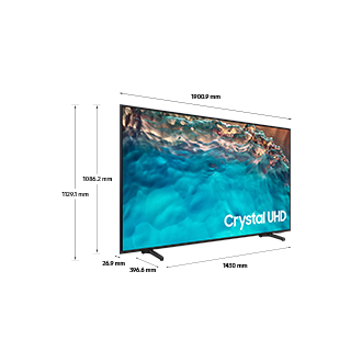 Dimension of Samsung Crystal UHD TV(1676.7 x 1005.5 x 340.4 mm) BU8000 with black feet stand
