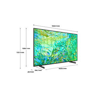 Dimension of Samsung Crystal UHD TV (1900.9 x 1131.5 x 394.7 mm) CU8100 with titangray feet stand