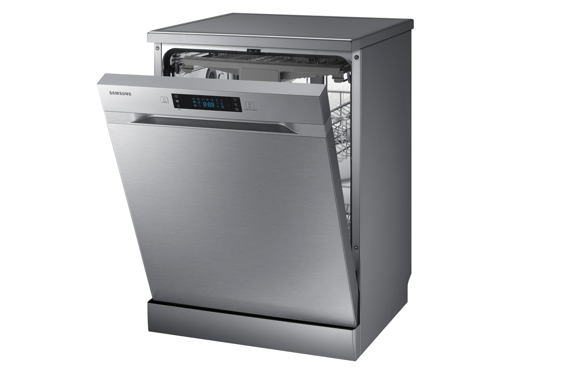 DW5500MM Dish Washer with Wide Led display R-Perspective-Open Silver 