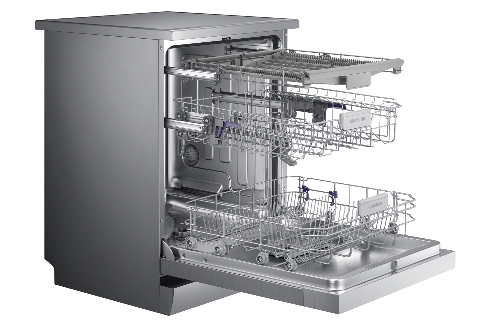 DW5500MM Dish Washer with Wide Led display L-Perspective-Open Silver 