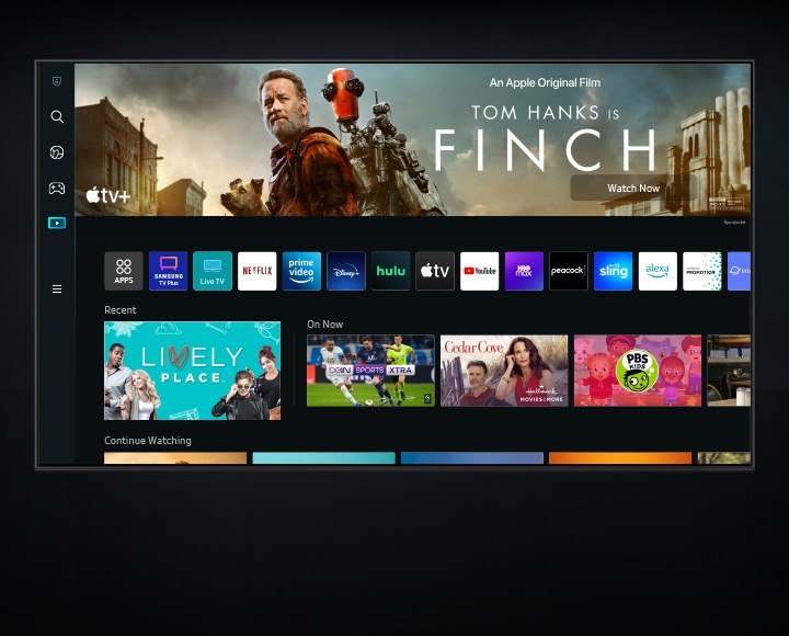 The Smart Hub UI is on display and turns to Ambient Mode UI.