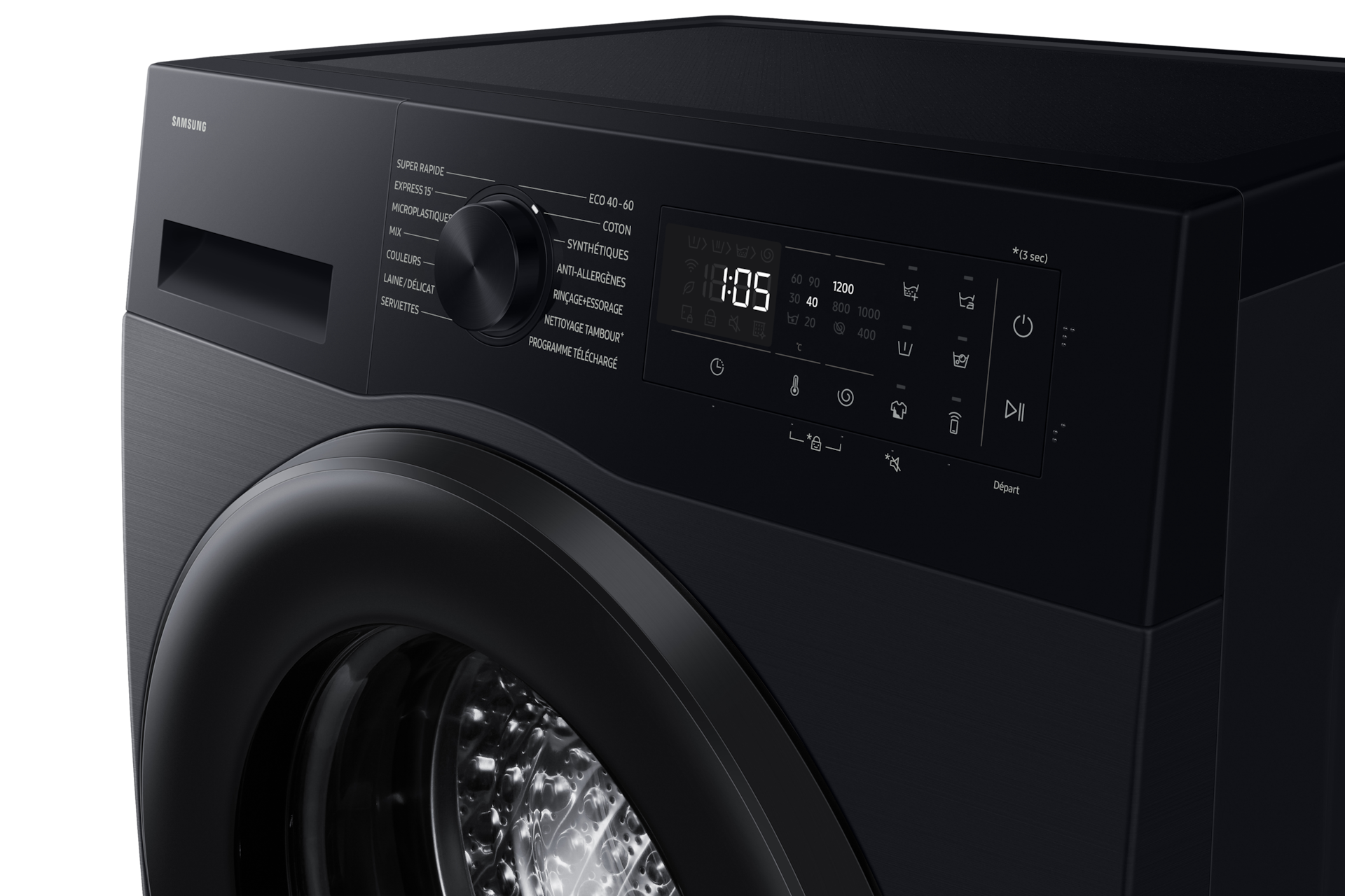 Laundry with Grade A Energy Efficiency and AI Ecobubble 8kg Panel-Control Black 